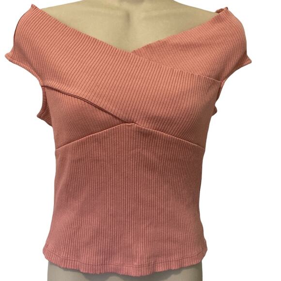 Lush Bandage Top in Ash Rose size L NWT New Crisscross Off-Shoulder - Picture 1 of 9